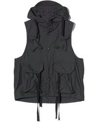 Engineered Garments - Hooded Utility Vest With Front Flap Pockets - Lyst