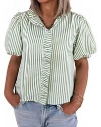..,merci - Amabel Striped Ruffled Top - Lyst