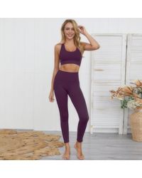 TRUEDAMES - Solid Two Piece Yoga Set - Lyst