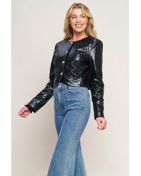 TRUEDAMES - At The Start Faux Leather Bolero Jacket - Lyst