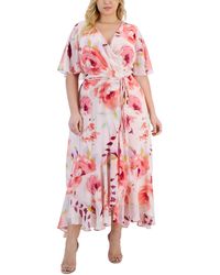 Taylor - Plus Faux Wrap Floral Print Evening Dress - Lyst