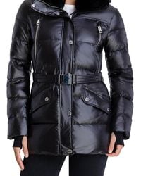 Michael Kors - Belted Faux Fur Collar Quilted Coat Jacket - Lyst