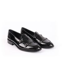 VELLAPAIS - Carlton Short Cut Patent Leather Double Monk Loafers - Lyst