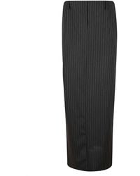 IRO - Knee-Length Pinstripe Skirt With Wrap Front And Slit Detail - Lyst