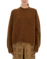 Uma Wang - Fuzzy Texture Wool Blend Sweater With Crew Neckline - Lyst