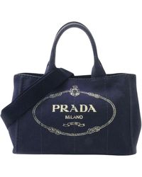 Prada - Canapa Canvas Shopper Bag (pre-owned) - Lyst