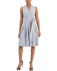 Anne Klein - Pleated Knee Length Fit & Flare Dress - Lyst