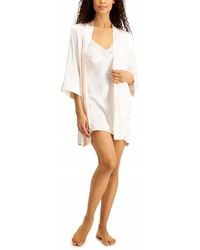 Linea Donatella - Mom Lace Trim Chemise Nightgown And Embroidered Wrap Robe - Lyst
