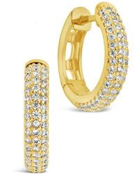Sterling Forever - Raquel Cz Micro Hoop Earrings - Lyst
