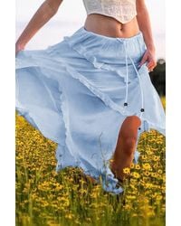 TRUEDAMES - Solid Ruffle Drawstring Waist Asymmetry Hem Skirt - Lyst