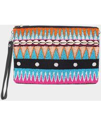 Fashnzfab - Puka Shell Point Sequin Seed Beaded Wristlet Clutch Bag - Lyst