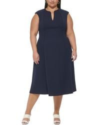 Calvin Klein - Plus Pintuck Polyester Midi Dress - Lyst