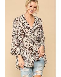 TRUEDAMES - Animal Print Button Down Lapel Collar Shirt With Chest Pocket - Lyst