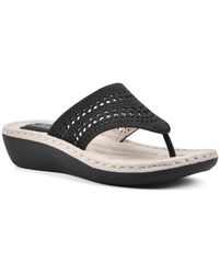 White Mountain - Compact Faux Leather Wedge Slide Sandals - Lyst