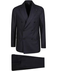 Lardini - Double-Breasted Blazer With Peak Lapels And Matching Trousers - Lyst