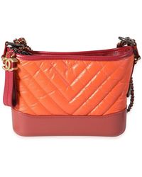 Chanel - & Red Aged Calfskin Chevron Quilted Small Gabrielle Hobo - Lyst