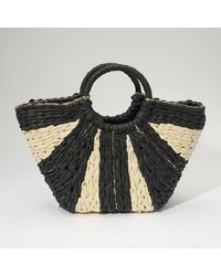 Fashnzfab - Woven Raffia Round Handle Tote Bag - Lyst