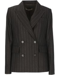 D. EXTERIOR - Pinstriped Sequin Wool Double-Breasted Blazer - Lyst