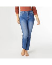 Coco + Carmen - Everstretch Straight Ankle With Multi Colored Embroidered Stripe - Lyst