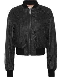 Philipp Plein - Leather Crop Bomber Crystal - Lyst