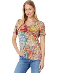 Johnny Was - The Janie Favorite Short Sleeve V-Neck Tee-Mosaic - Lyst