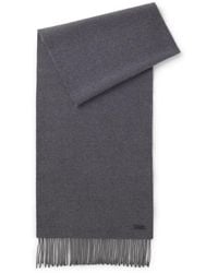 BOSS - Italian-Made Wool Scarf With Logo Patch - Lyst