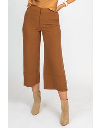 Dress Forum - Camel Pinstripe Wide Leg Trousers - Lyst