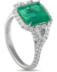 Kwiat - Platinum 1.0Ct Diamond And Emerald Ring Kw07-061025 - Lyst