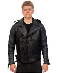 Infinity Leather - Slim-Fit Double Zip Brando Biker Jacket-Cairo - Lyst