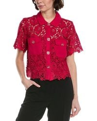 Cece - Patch Pocket Button-Down Lace Top - Lyst