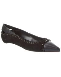 Christian Louboutin - Duvettina Spikes Suede & Leather Flat - Lyst