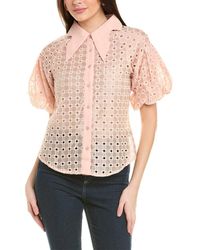 Gracia - Wing Collar Circle Embroidered Top - Lyst