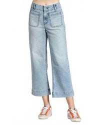 Apny - Patch Pocket Cropped Wide Leg Jeans - Lyst