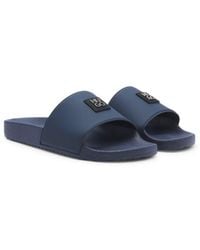 HUGO - Italian-Made Slides With Contrast-Logo Strap - Lyst