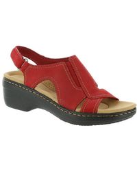 Clarks - Merliah Style Leather Velcro Strap Flat Sandals - Lyst