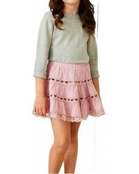 Theme - Girls Sofia Heart Bow Lace Mini Skirt - Lyst