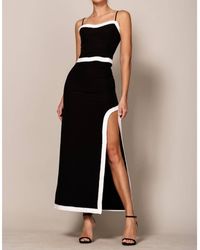 EB Luxe - High Waisted Midi Skirt With Slit And Contrast - Lyst