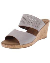 Rockport - Briah 2 Band Leather Shimmer Wedge Sandals - Lyst