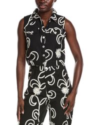 Gracia - Sleeveless Embroidered Button Down Vest - Lyst
