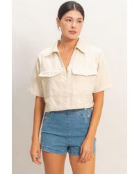 TRUEDAMES - Collared V-Neck Top - Lyst