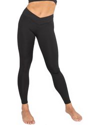 Body Wrappers - Recycled Poly Criss Cross Waist Band Legging With Back Pocket - Lyst
