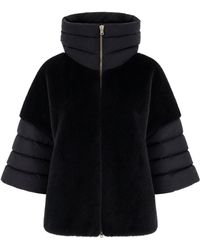 Herno - Down Jacket With Faux Fur Sleeves Polyester - Lyst