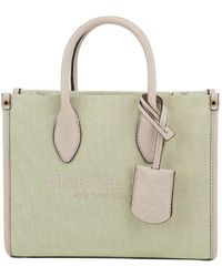 michael kors mirella medium striped cotton canvas tote bag