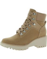Dolce Vita Hank Lug Sole Lace Up Wedge Boots - Natural