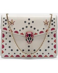BVLGARI - Offprinted And Embroidered Leather Small Serpenti Forever Shoulder Bag - Lyst