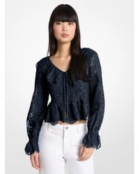 Michael Kors - Mk Corded Floral Lace Blouse - Lyst