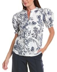 Tahari - Split Neck Blouse - Lyst