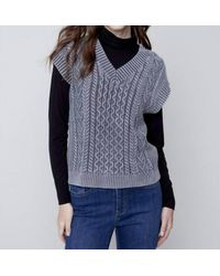 Charlie b - Cable Knit Vest Sweater - Lyst