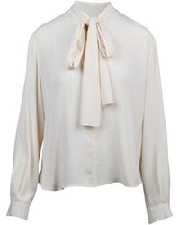 Seventy - Chiffon Tie-Neck Silk-Blend Blouse - Lyst