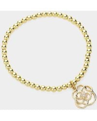 Fashnzfab - Stone Pointed Rose Charm Stainless Steel Ball Beaded Stretch Bracelet - Lyst